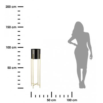 Blomsterkrukke OSLO 95x17 cm metal sort/guldfarvet