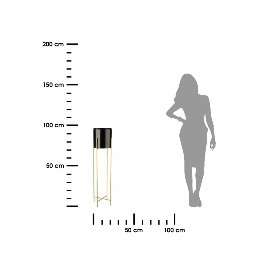 Blomsterkrukke OSLO 95x17 cm metal sort/guldfarvet
