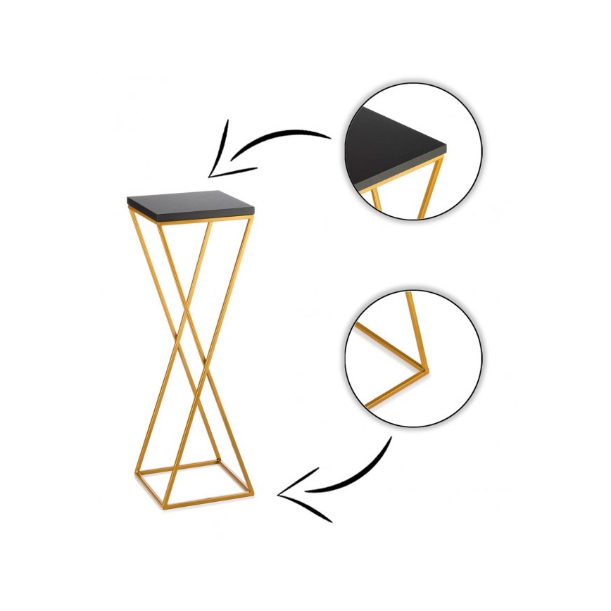Blomsterstativ LOFT 70x24 cm guldfarvet/sort