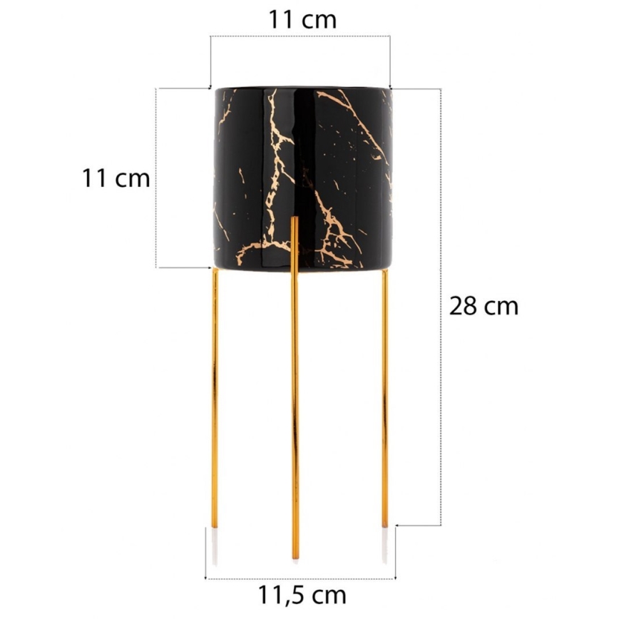 Blomsterstativ NILA 28x11 cm sort/guldfarvet