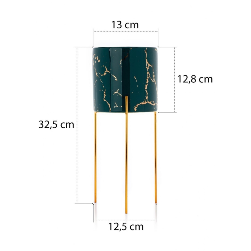 Blomsterstativ NILA 32,5x13 cm grøn/guldfarvet