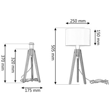 Bordlampe ALBA 1xE27/60W/230V cremefarvet/fyrretræ