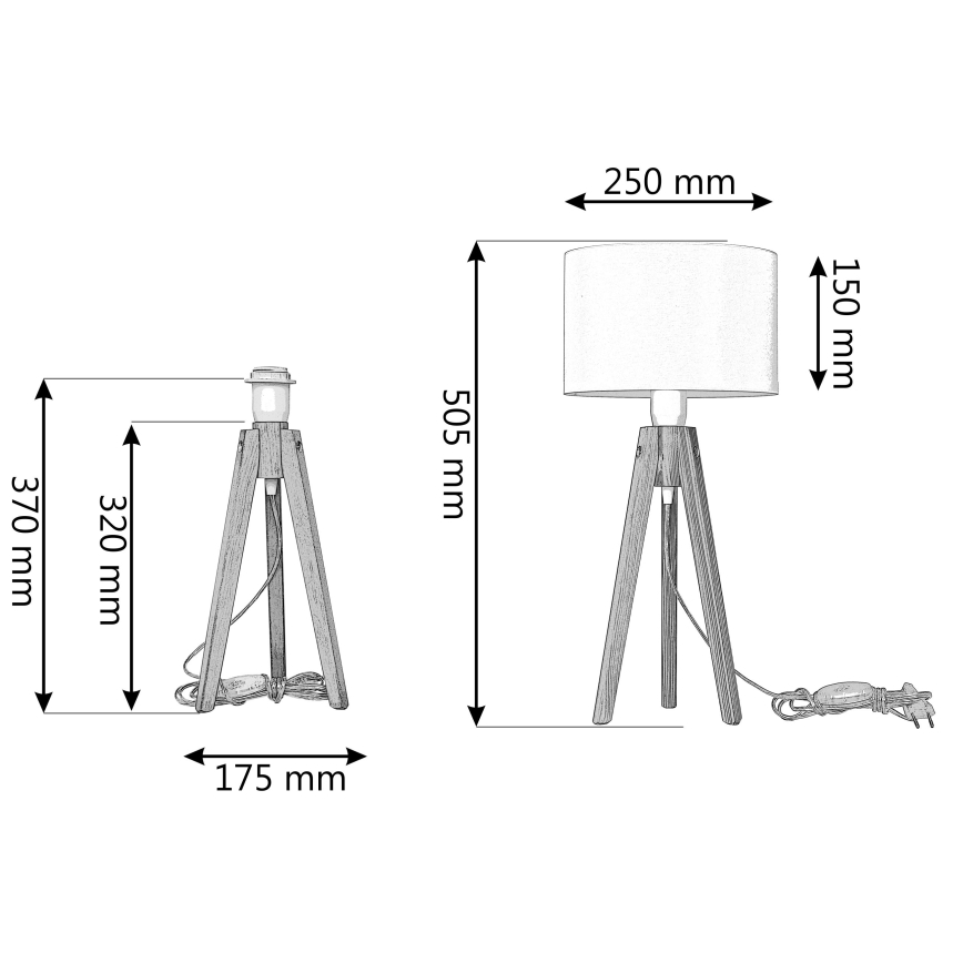 Bordlampe ALBA 1xE27/60W/230V cremefarvet/fyrretræ