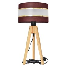 Bordlampe HELEN 1xE27/60W/230V brun/guldfarvet/fyrretræ