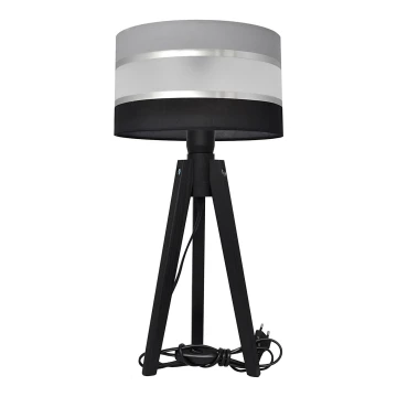 Bordlampe HELEN 1xE27/60W/230V grå/sort/krom/fyrretræ