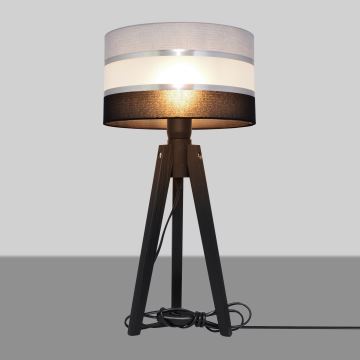 Bordlampe HELEN 1xE27/60W/230V grå/sort/krom/fyrretræ