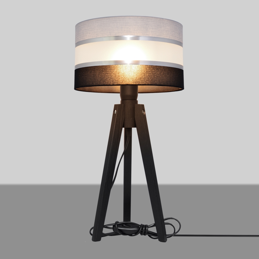 Bordlampe HELEN 1xE27/60W/230V grå/sort/krom/fyrretræ