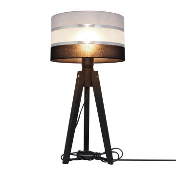 Bordlampe HELEN 1xE27/60W/230V grå/sort/krom/fyrretræ