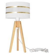 Bordlampe HELEN 1xE27/60W/230V hvid/guldfarvet/fyrretræ