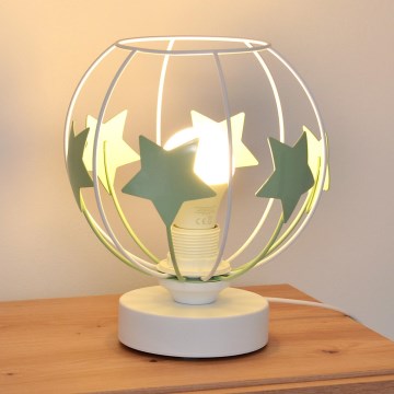 Bordlampe til børn STARS 1xE27/15W/230V grøn/hvid