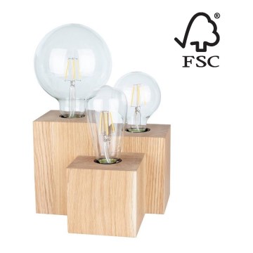 Bordlampe VINCENT 3xE27/15W/230V egetræ - FSC-certificeret