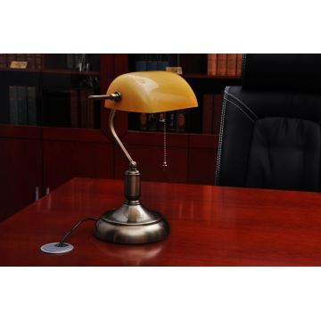 Brilagi - Bordlampe BANK OFFICE 1xE27/60W/230V messing/orange