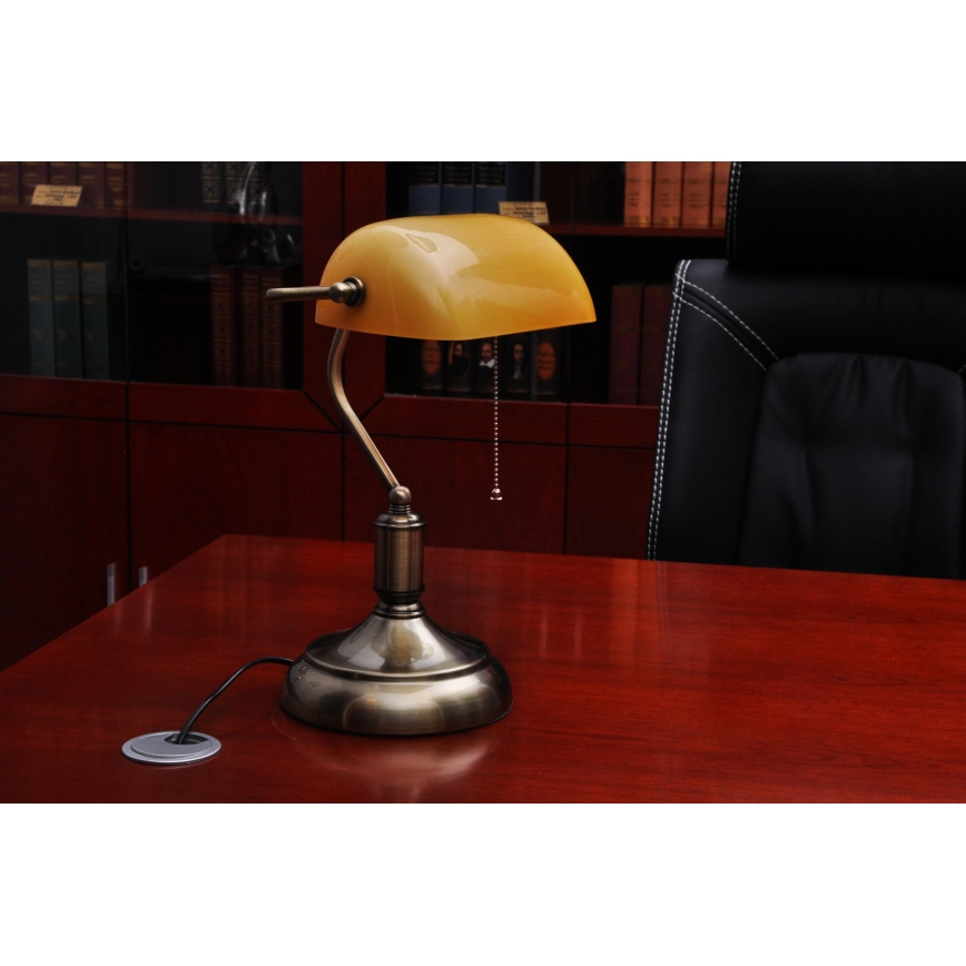 Brilagi - Bordlampe BANK OFFICE 1xE27/60W/230V messing/orange