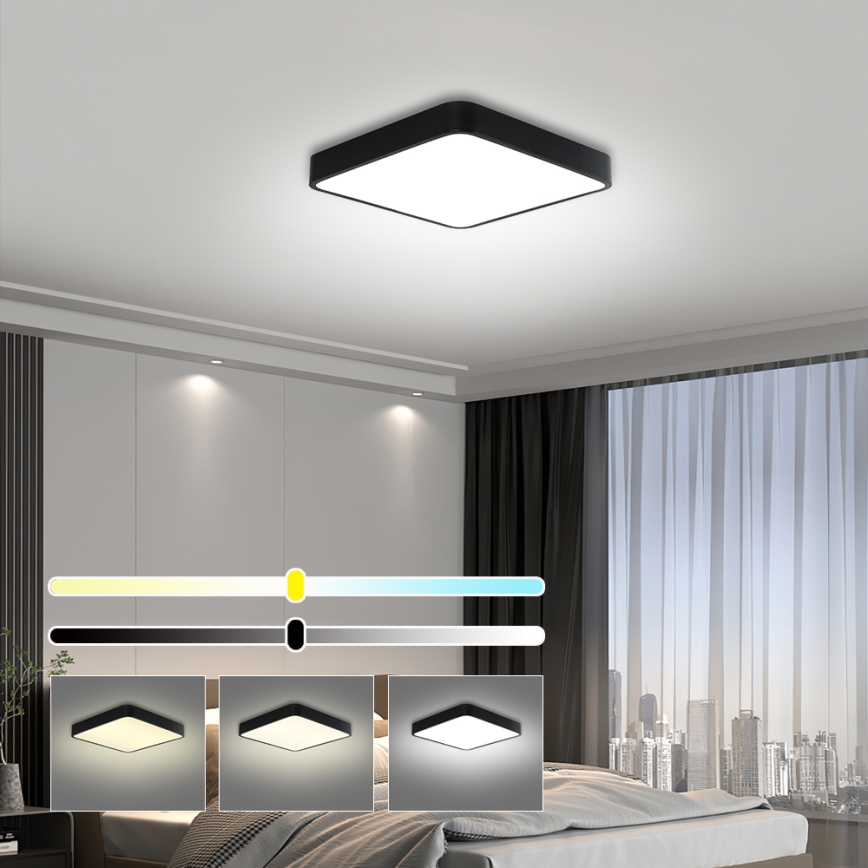 Brilagi - LED loftlampe dæmpbar POOL LED/36W/230V 3000-6000K 40x40 cm sort + fjernbetjening