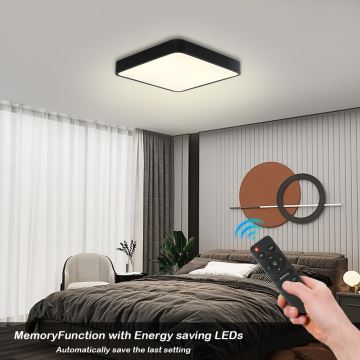 Brilagi - LED loftlampe dæmpbar POOL LED/36W/230V 3000-6000K 40x40 cm sort + fjernbetjening