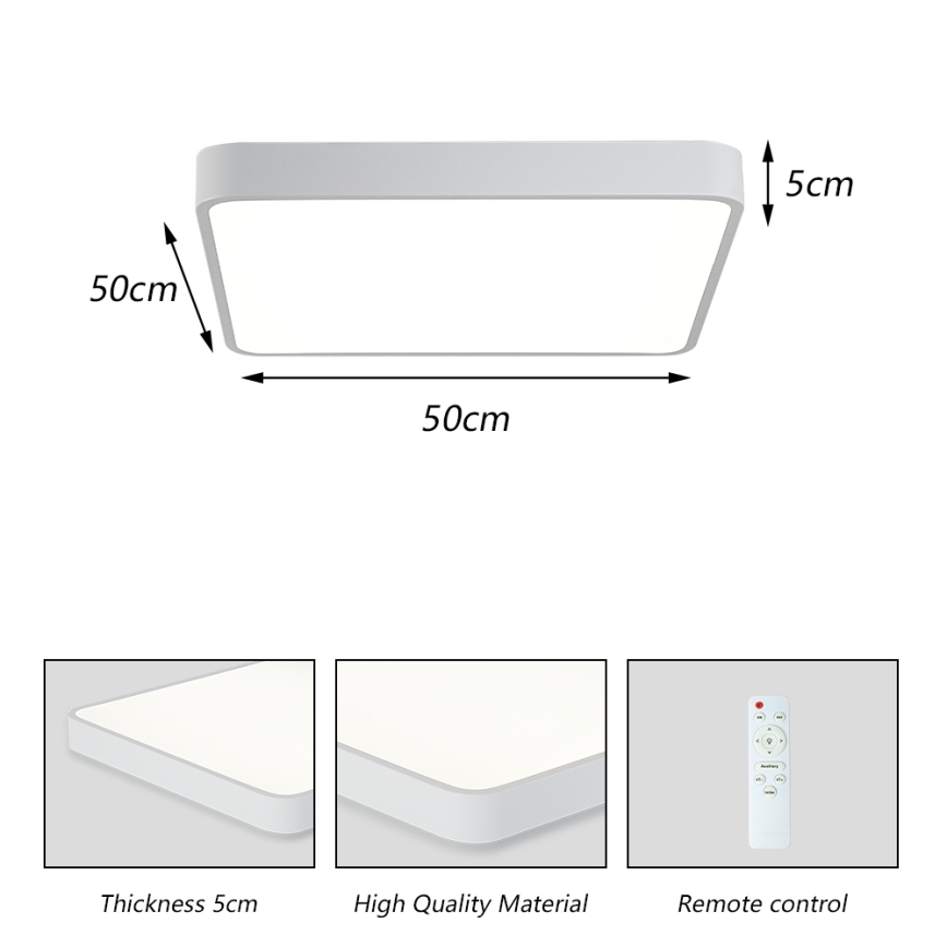 Brilagi - LED loftlampe dæmpbar POOL LED/48W/230V 3000-6000K 50x50 cm hvid + fjernbetjening