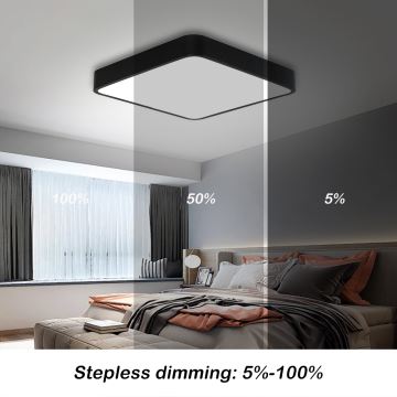 Brilagi - LED loftlampe dæmpbar POOL LED/48W/230V 3000-6000K 50x50 cm sort + fjernbetjening