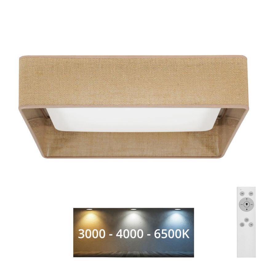 Brilagi - LED loftlampe dæmpbar VELVET SQUARE LED/24W/230V 3000/4000/6500K + fjernbetjening brun