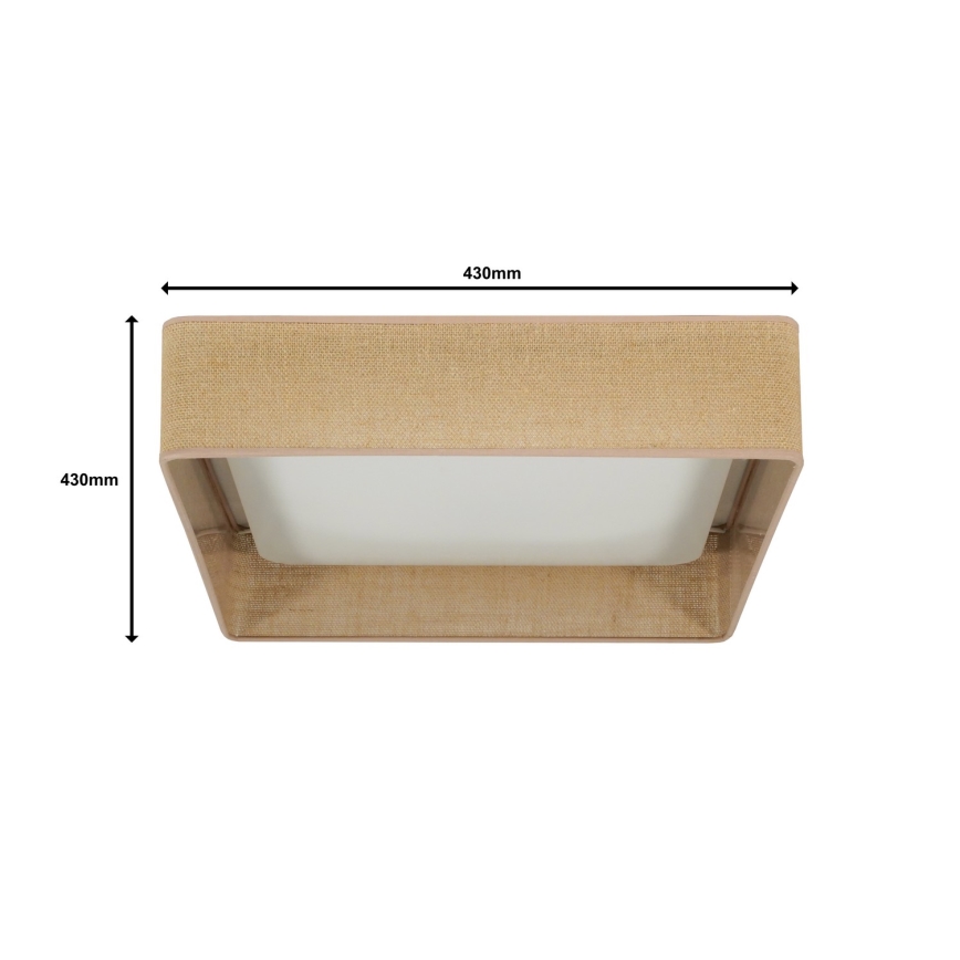 Brilagi - LED loftlampe dæmpbar VELVET SQUARE LED/24W/230V 3000/4000/6500K + fjernbetjening brun