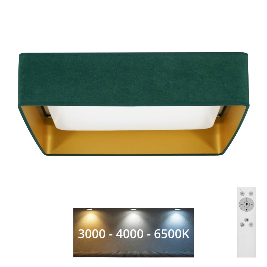 Brilagi - LED loftlampe dæmpbar VELVET SQUARE LED/24W/230V 3000/4000/6500K + fjernbetjening grøn