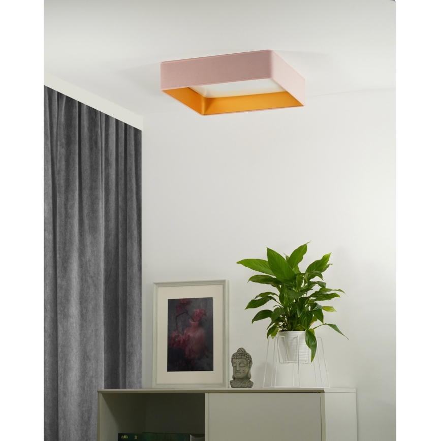 Brilagi - LED loftlampe dæmpbar VELVET SQUARE LED/24W/230V 3000/4000/6500K + fjernbetjening lyserød