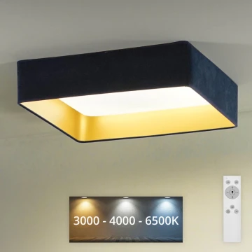 Brilagi - LED loftlampe dæmpbar VELVET SQUARE LED/24W/230V 3000/4000/6500K + fjernbetjening mørkeblå