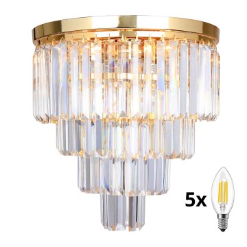 Brilagi - LED Loftlampe i krystal MOZART 5xE14/40W/230V guldfarvet