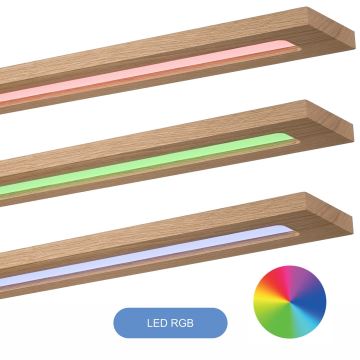 Brilagi - LED panel m. RGBW-farver dæmpbart WOODY FRAME LED/34W/230V 2700-6500K eg + fjernbetjening