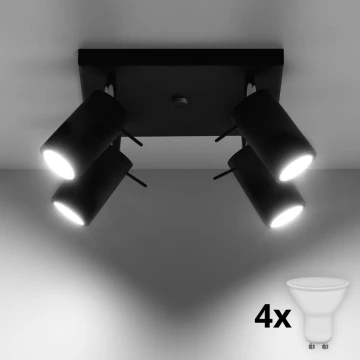 Brilagi -  LED spotlampe ASMUS 4xGU10/7W/230V sort