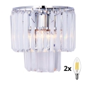 Brilagi - LED Væglampe i krystal MOZART 2xE14/40W/230V skinnende krom