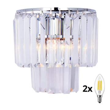 Brilagi - LED Væglampe i krystal MOZART 2xE14/40W/230V skinnende krom