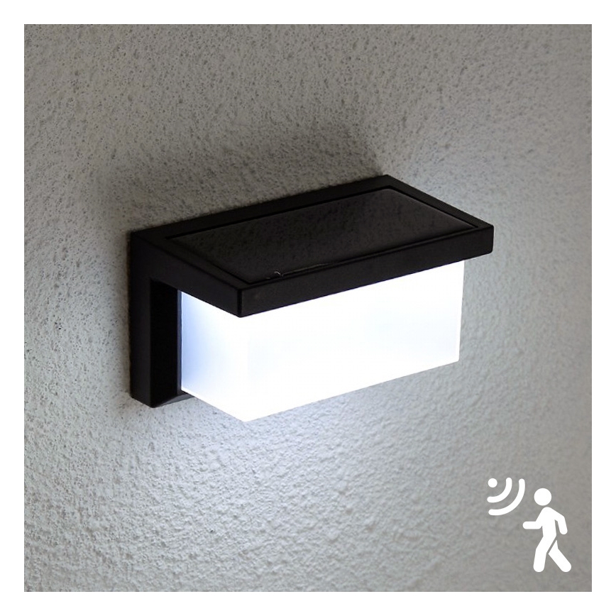 Brilagi - Soldrevet LED væglampe med sensor BRICK LED/12W/5,5V IP65