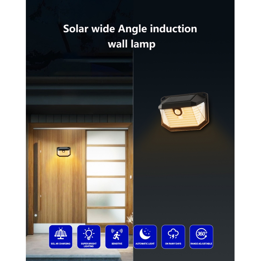 Brilagi - Soldrevet LED væglampe med sensor WALLIE LED/4W/5,5V 3000K IP65