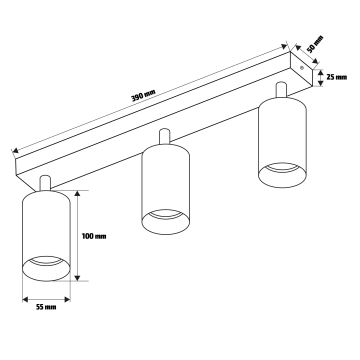 Brilagi - Spotlampe SELE 3xGU10/35W/230V sort/guldfarvet