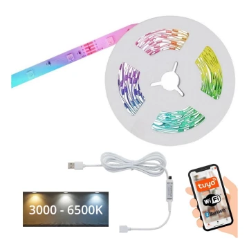 Brilo - LED strip m. RGBW-farver dæmpbar MUSIC 6,6 m LED/7,5W/USB Wi-Fi Tuya