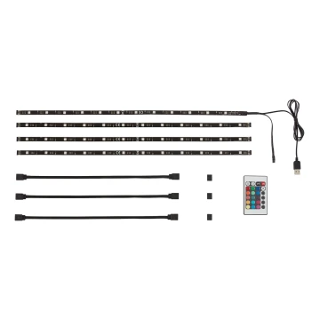 Brilo - LED strip m. RGBW-farver dæmpbar til TV 3m LED/2,5W/USB + fjernbetjening