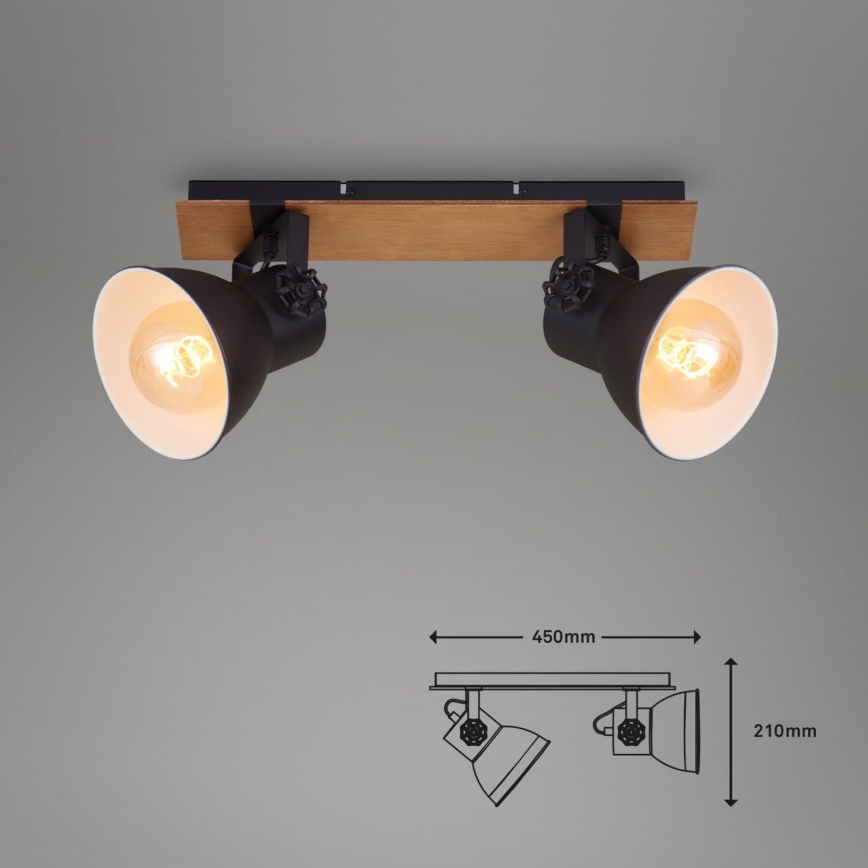 Briloner 2742-025 - Spotlampe SPOTLIGHT 2xE27/40W/230V sort/brun