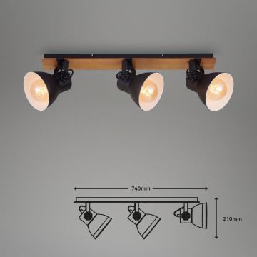 Briloner 2742-035 - Spotlampe SPOTLIGHT 3xE27/40W/230V sort/brun