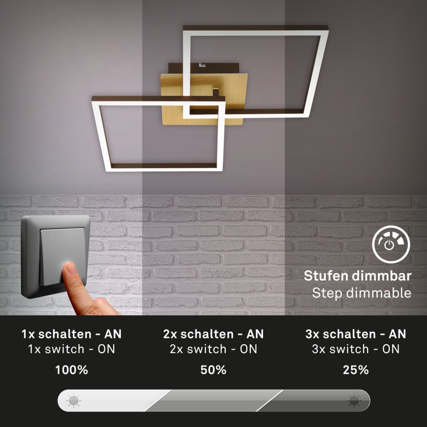 Briloner 3210-017 - LED loftlampe dæmpbar FRAME 2xLED/11W/230V guldfarvet