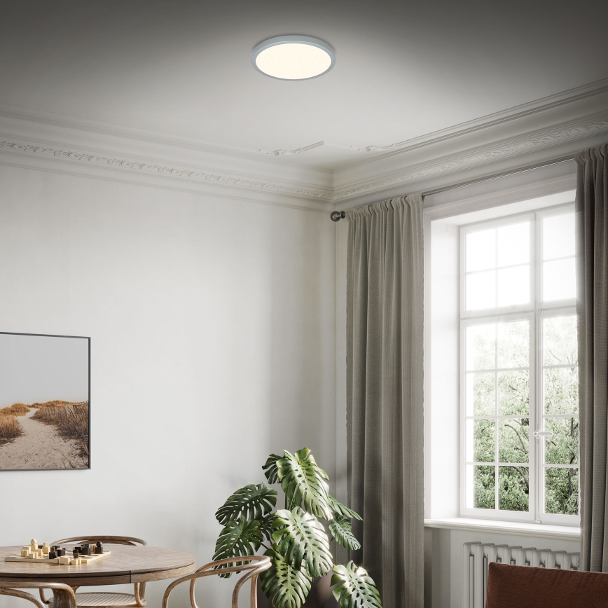 Briloner 3704-014-LED loftlampe dæmpbar RUNA LED/22W/230V 2700-6500K sølvfarvet + fjernbetjening