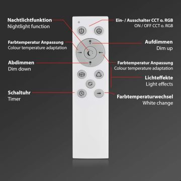 Briloner 7087-016 - LED lampe m. RGBW-farver dæmpbar SMART LED/24W/230V 3000-6500K Wi-Fi Tuya + fjernbetjening