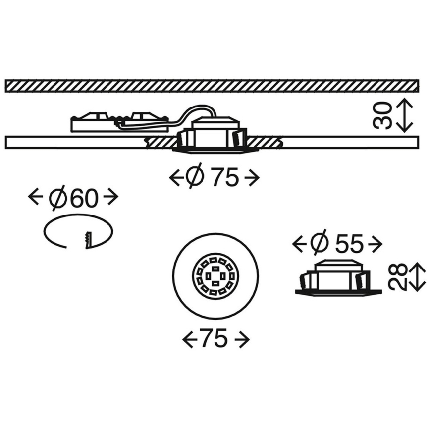 Briloner 7204-031 - SÆT 3x LED indbygningslampe til badeværelse ATTACH LED/5W/230V IP44