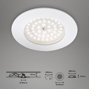 Briloner 7206-016 - LED indbygningslampe til badeværelse LED/10,5W/230V IP44