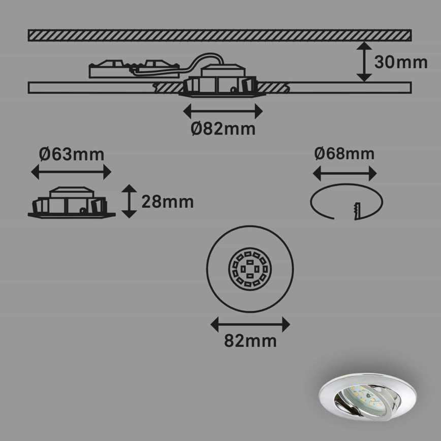 Briloner 7209-038 - SÆT 3x LED indbygningslampe til badeværelse LED/5W/230V IP23