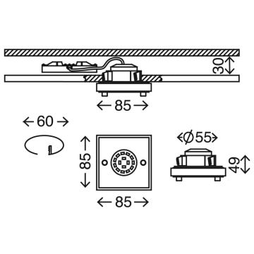 Briloner 7215-012 - LED indbygningslampe til badeværelse ATTACH LED/5W/230V IP44