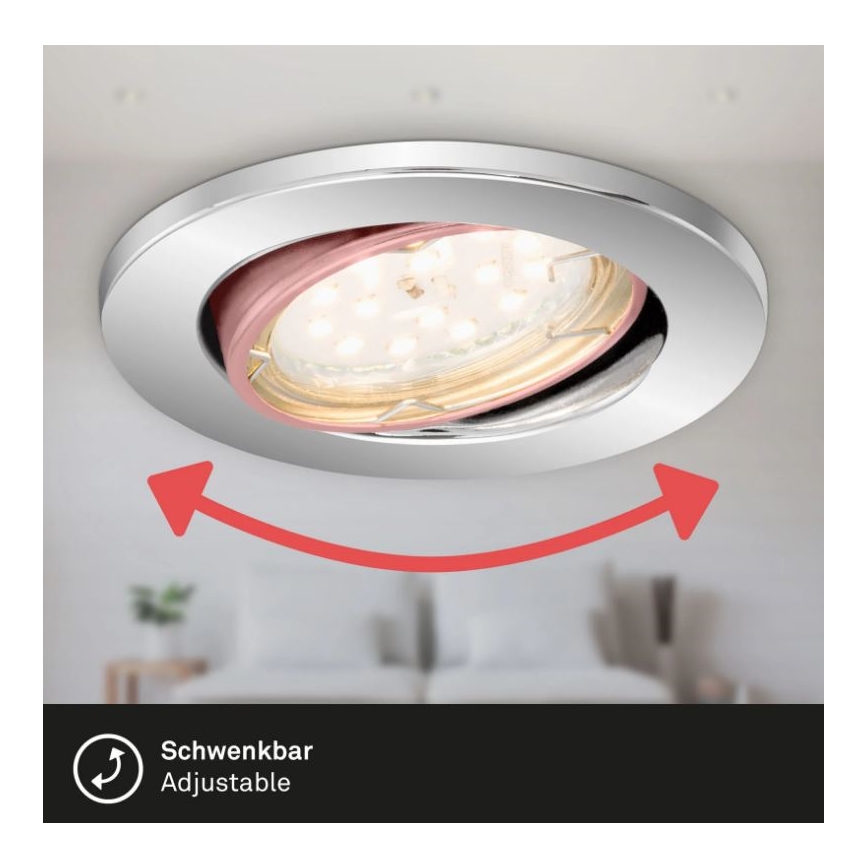 Briloner 7219-038 - SÆT 3x LED indbygningslampe til badeværelse dæmpbar 1xGU10/5W/230V IP23