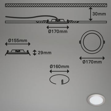 Briloner 7286-012 - LED indbygningslampe til badeværelse LED/12W/230V IP44