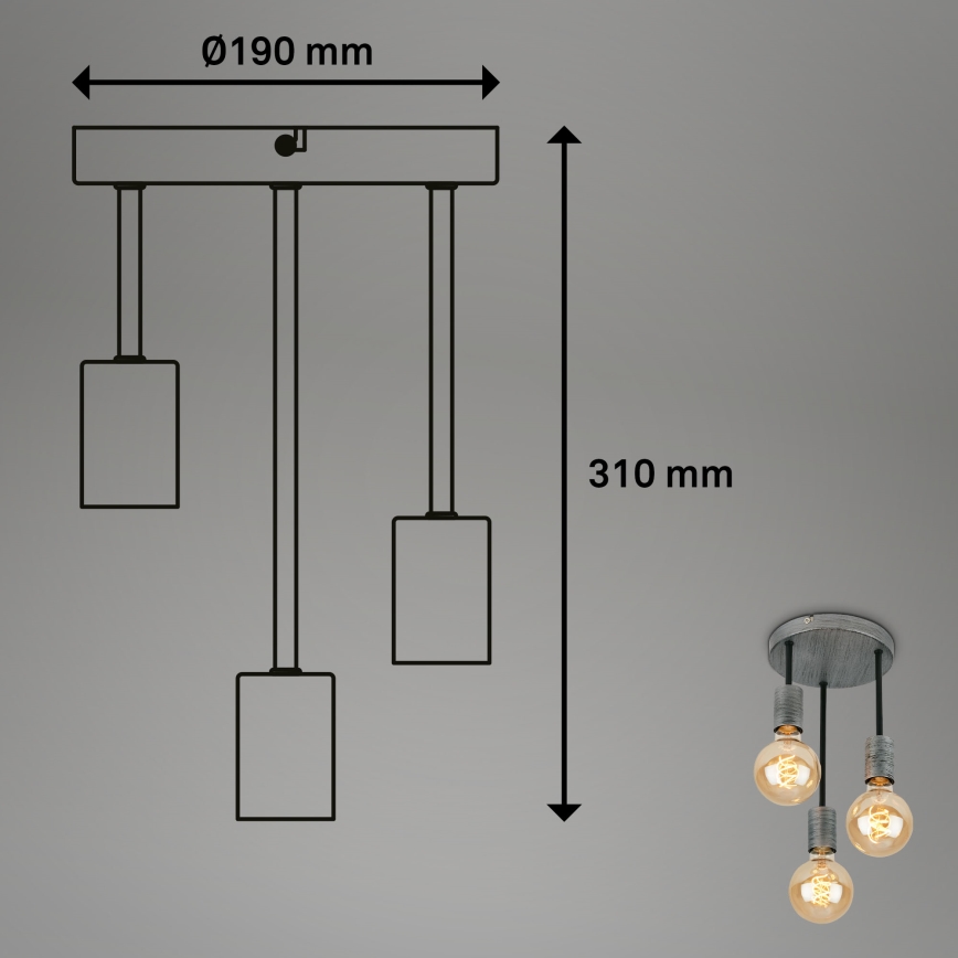 Briloner - Pendel HENGA 3xE27/60W/230V