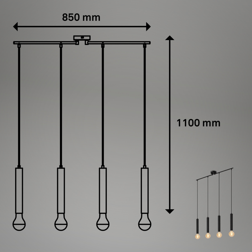 Briloner - Pendel LONGA 4xE27/60W/230V sort