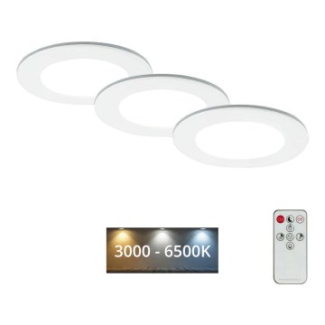 Briloner - SÆT 3x LED indbygningslampe til badeværelse dæmpbar LED/4,8W/230V 3000-6500K IP44 + fjernbetjening